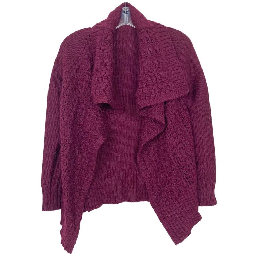 American Eagle Maroon Knit Sparkle Wool Blend Cardigan Sz S